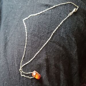 Elegant Silver 925 Necklace with Amber Pendant